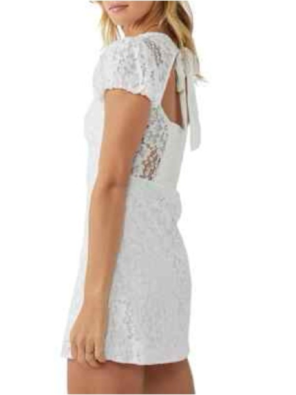 Free People White Lace Party Dress with Tie Back